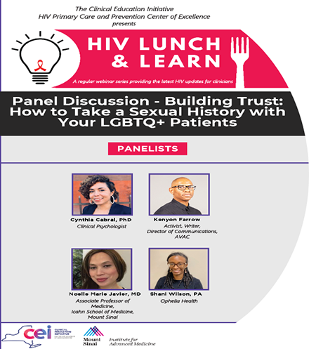 HIV Lunch and Learn: Building Trust: How to Take a Sexual History with Your LGBTQ+ Patients